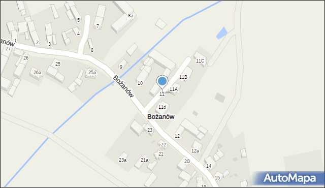 Bożanów, Bożanów, 11, mapa Bożanów