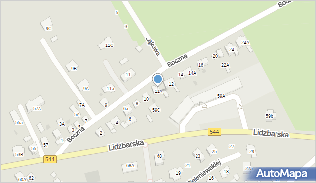 Brodnica, Boczna, 12A, mapa Brodnica