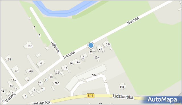 Brodnica, Boczna, 20, mapa Brodnica