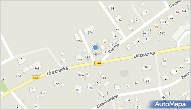 Brodnica, Boczna, 57, mapa Brodnica