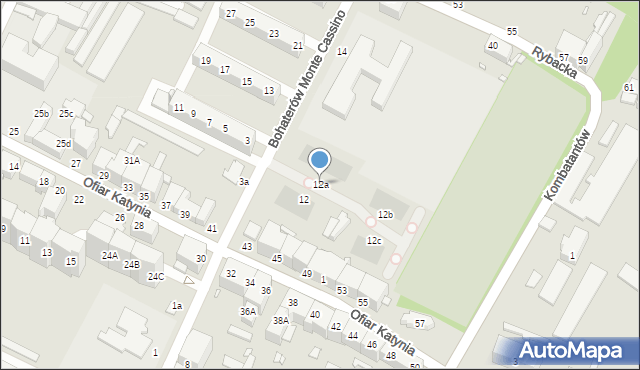 Brzeg, Bohaterów Monte Cassino, 12a, mapa Brzeg
