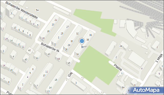Brzeg, Bohaterów Westerplatte, 36, mapa Brzeg