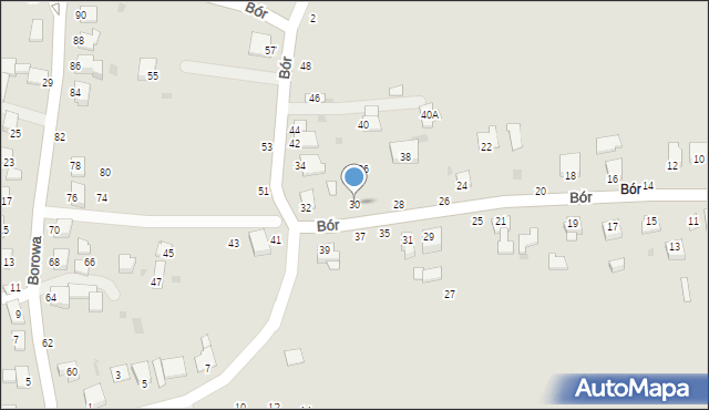 Brzeszcze, Bór, 30, mapa Brzeszcze