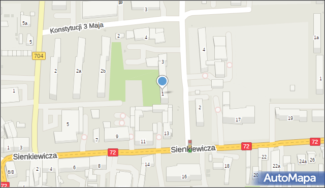 Brzeziny, Bohaterów Warszawy, 1, mapa Brzeziny