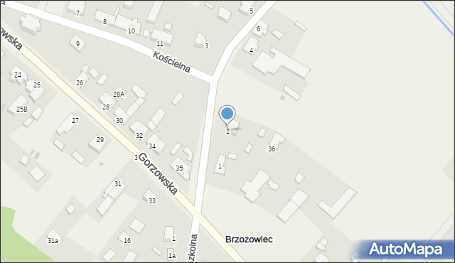 Brzozowiec, Borkowska, 2, mapa Brzozowiec