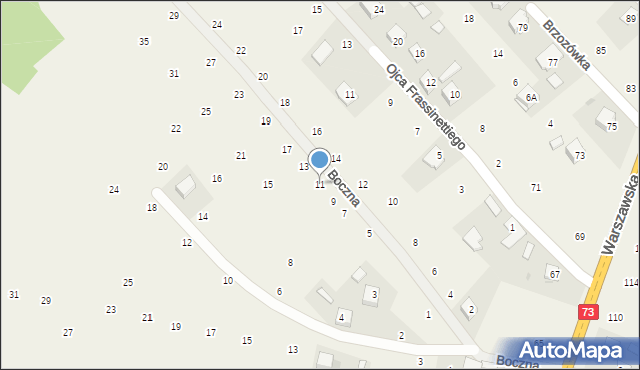 Brzozówka, Boczna, 11, mapa Brzozówka
