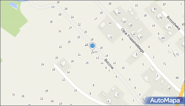 Brzozówka, Boczna, 17, mapa Brzozówka