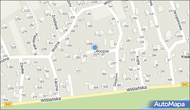 Buczkowice, Boczna, 222, mapa Buczkowice