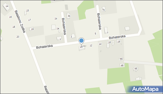 Budy Zosine, Bohaterska, 10, mapa Budy Zosine