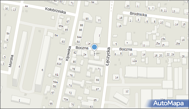 Bydgoszcz, Boczna, 2, mapa Bydgoszczy