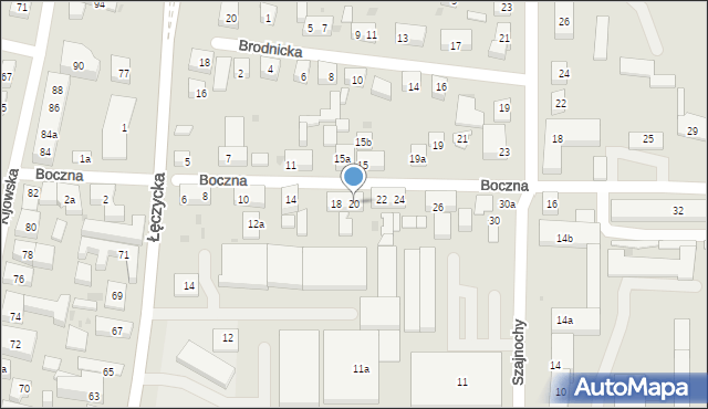 Bydgoszcz, Boczna, 20, mapa Bydgoszczy