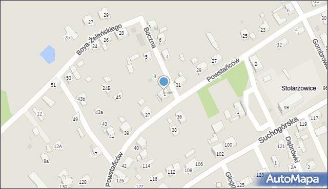 Bytom, Boczna, 1, mapa Bytomia