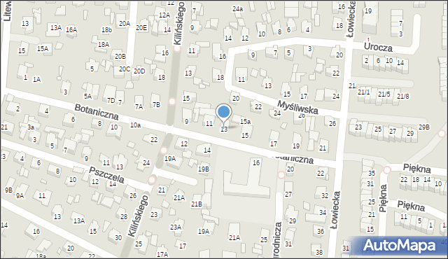 Chełm, Botaniczna, 13, mapa Chełma