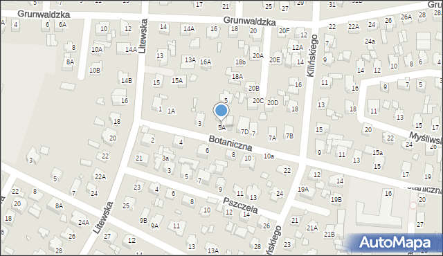 Chełm, Botaniczna, 5A, mapa Chełma