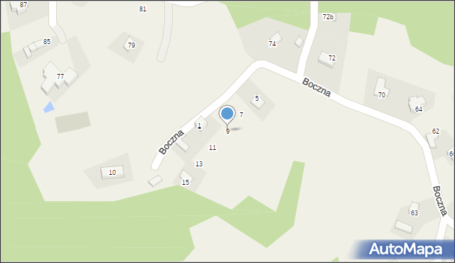Chełmiec, Boczna, 9, mapa Chełmiec