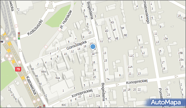 Chorzów, Bogedaina Bernarda, ks. bp., 14, mapa Chorzów