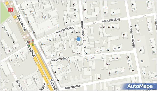 Chorzów, Bogedaina Bernarda, ks. bp., 24A, mapa Chorzów