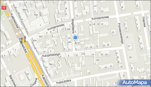 Chorzów, Bogedaina Bernarda, ks. bp., 29, mapa Chorzów