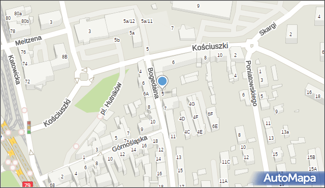 Chorzów, Bogedaina Bernarda, ks. bp., 5, mapa Chorzów