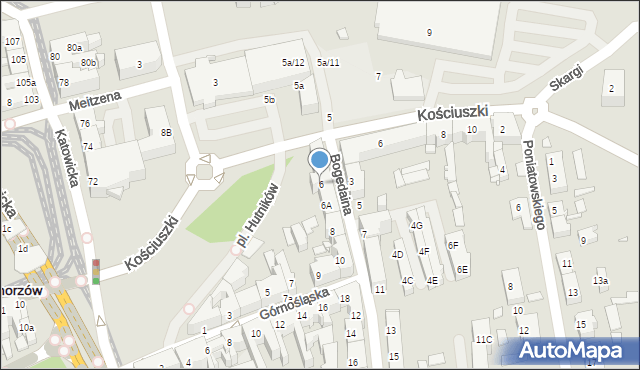 Chorzów, Bogedaina Bernarda, ks. bp., 6, mapa Chorzów