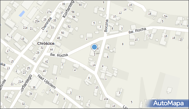 Chróścice, Boczna, 1, mapa Chróścice