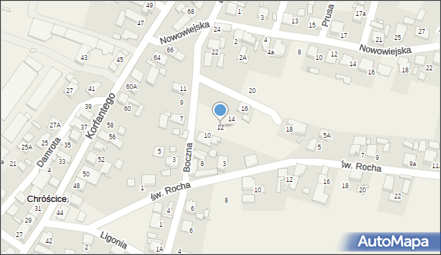 Chróścice, Boczna, 12, mapa Chróścice