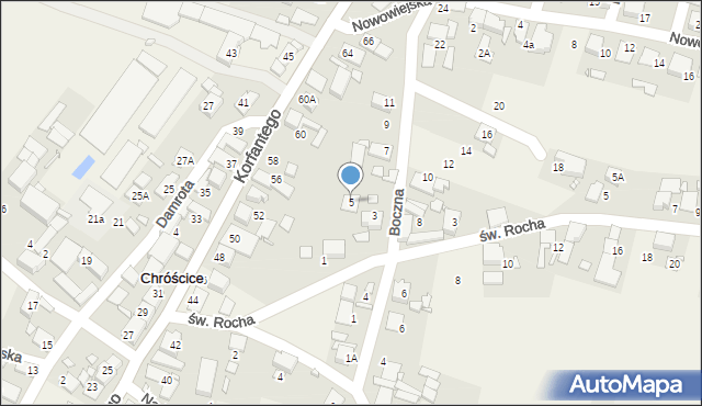 Chróścice, Boczna, 5, mapa Chróścice