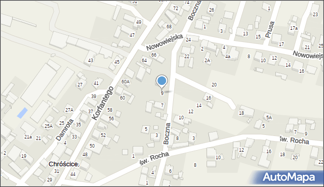 Chróścice, Boczna, 9, mapa Chróścice
