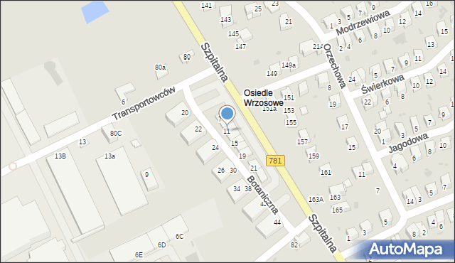 Chrzanów, Botaniczna, 11, mapa Chrzanów