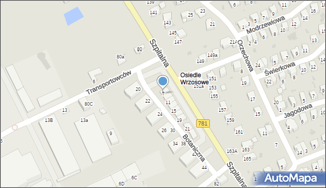 Chrzanów, Botaniczna, 7, mapa Chrzanów