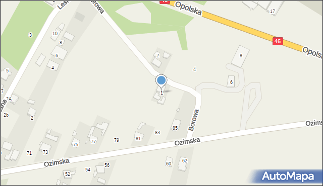 Chrząstowice, Borowa, 1, mapa Chrząstowice