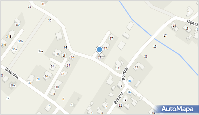 Chudów, Boczna, 13, mapa Chudów