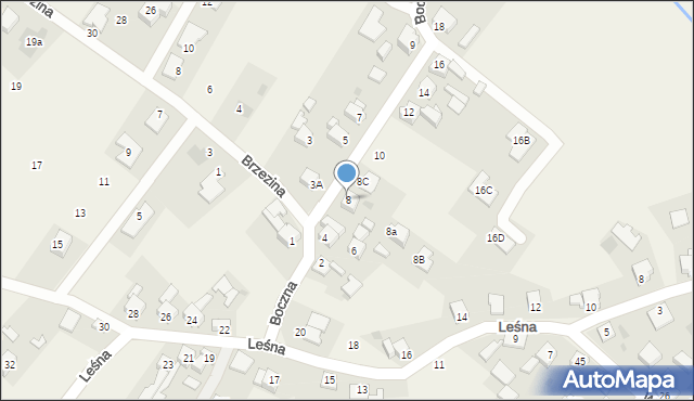 Chudów, Boczna, 8, mapa Chudów