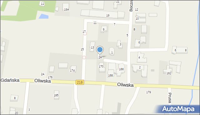 Chwaszczyno, Boczna, 1A, mapa Chwaszczyno