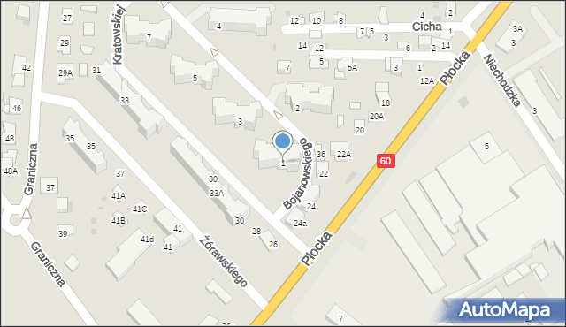 Ciechanów, Bojanowskiego Michała, 1, mapa Ciechanów