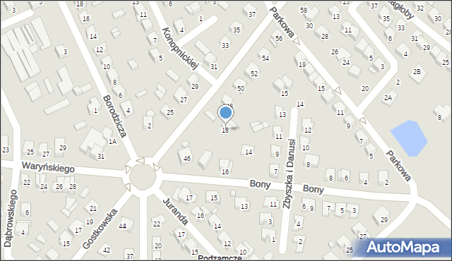 Ciechanów, Bony, 18, mapa Ciechanów