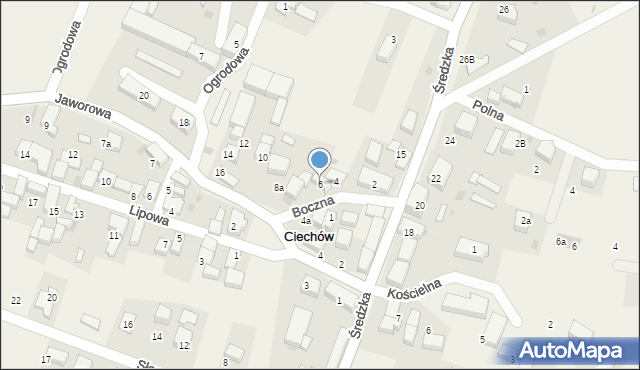 Ciechów, Boczna, 6, mapa Ciechów