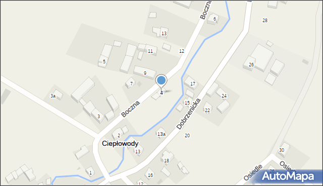 Ciepłowody, Boczna, 4, mapa Ciepłowody