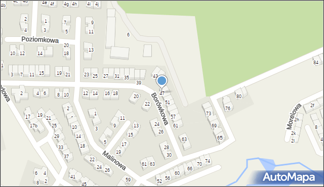 Czapury, Borówkowa, 47, mapa Czapury