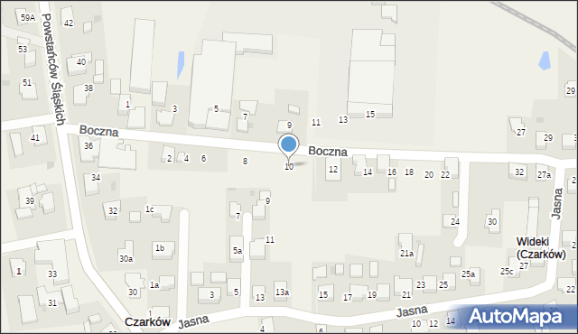 Czarków, Boczna, 10, mapa Czarków