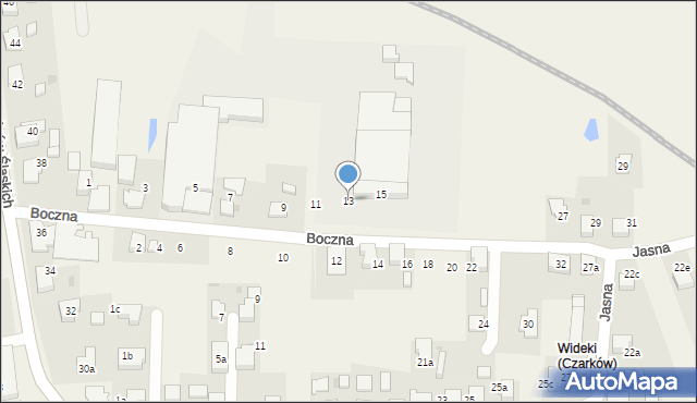 Czarków, Boczna, 13, mapa Czarków