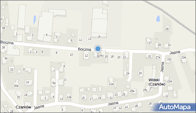 Czarków, Boczna, 14, mapa Czarków