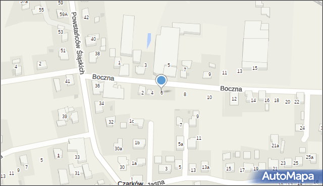 Czarków, Boczna, 6, mapa Czarków