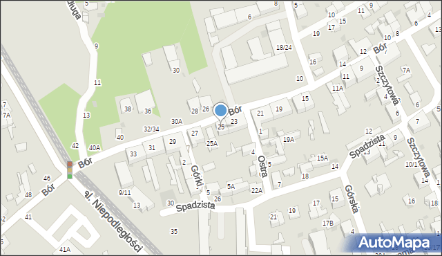 Częstochowa, Bór, 25, mapa Częstochowy