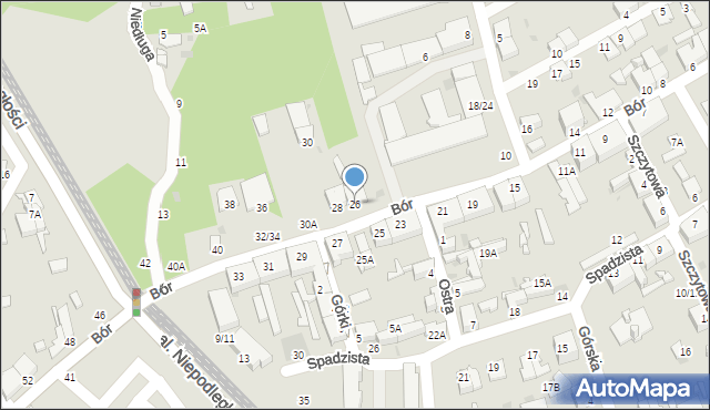 Częstochowa, Bór, 26, mapa Częstochowy
