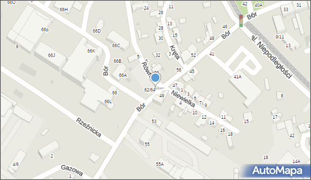 Częstochowa, Bór, 62, mapa Częstochowy