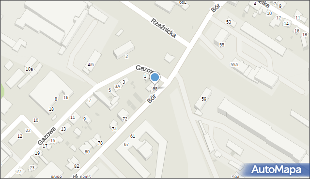 Częstochowa, Bór, 68, mapa Częstochowy