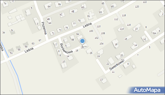 Dąbrowa, Borówkowa, 20, mapa Dąbrowa