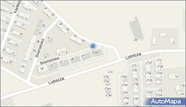 Dąbrowa, Bosmańska, 1, mapa Dąbrowa