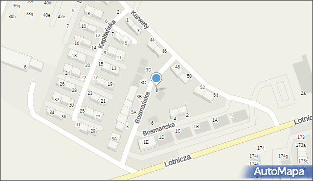 Dąbrowa, Bosmańska, 8, mapa Dąbrowa